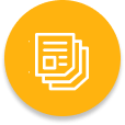 A yellow circle with a contract document icon.