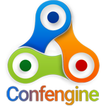 The logo for confingine, showcasing the essence of contract driven development.